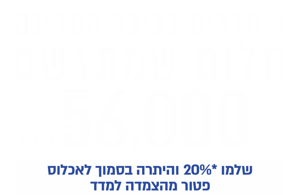 3 חדרים בכיכר המדינה חלום שמתגשם החל מ56,000
